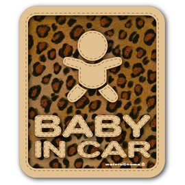 Leopard Print Baby in Car bebi-inka- Sticker Baby Is Back. Baby in Car Safety Sign