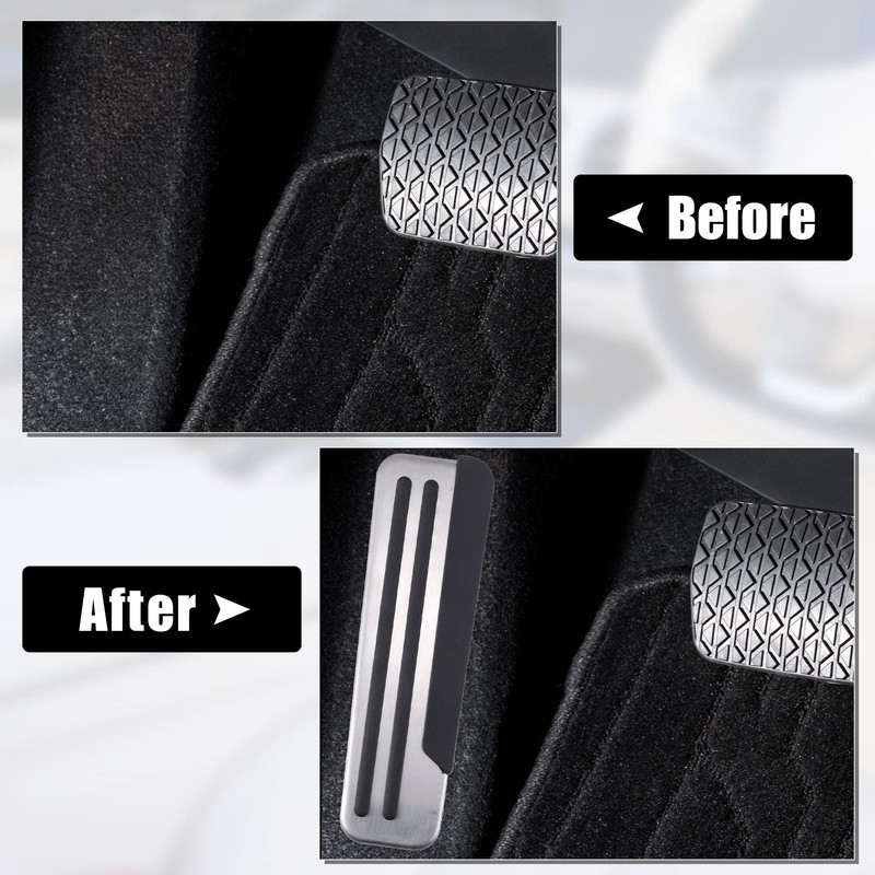 A ABSOPRO Foot Pedal Cover Non-Slip No Drill Metal Silver
