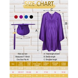 Geyoga Preschool and Kindergarten Graduation Gown and Cap, Tassel with 2025 and 2025 Charm for Child(Purple, 36)