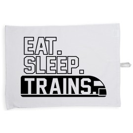 Hippowarehouse Eat Sleep Trains Tea Towel Eco Printed Dish Cloth Kitchen accessory 50cmx70cm 100% Cotton