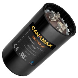 Canamax 590-708 MFD uf 50/60 Hz 110-125 VAC Volts Round Start Capacitor - Compatible with AC Motor Run or Fan Start and Cool or Heat Pump Air Conditioner - Replaces 6FLL3 2MDU7 CAP-590-110