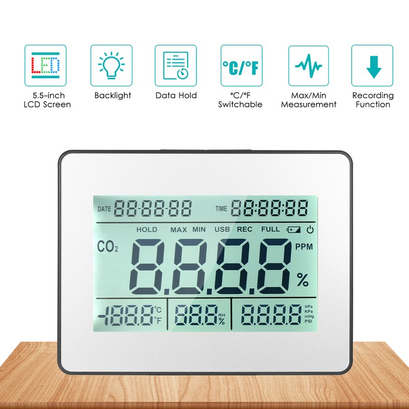 Carbon Dioxide Detector Air Quality Monitor Meter with Data Logging