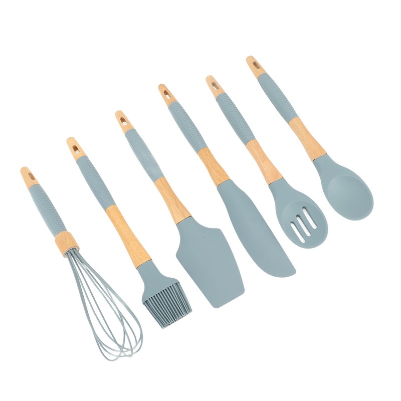 Silicone Cooking Utensils 6 Piece Silicone Utensil Set Durable Wooden