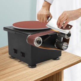 110V Mini Belt Disc Sander,6Inch Sanding Disc and 1.2x15 Inch Sanding Belts for Wood Metal Stone Grinding,Small Spindle Sander Machine for Curve Grinding,with Chuck & Flexible Shaft(Type 2)