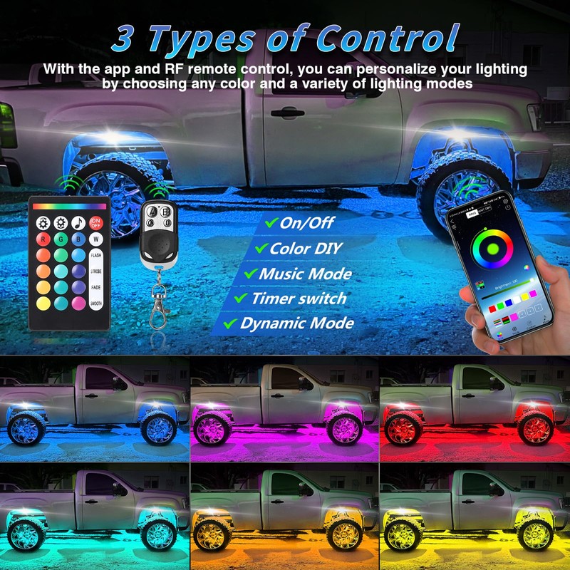 ZONECONA 12Pods RGB LED Rock Lights Kit with APP/RF Remote