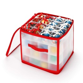 Vinsani 64 Bauble Xmas Christmas Tree Decorations Storage Box with Zip Closure and Side Handle