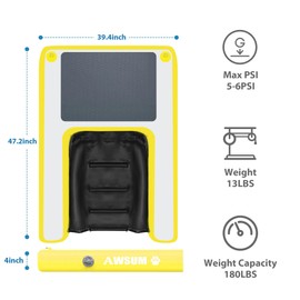 AWSUM Inflatable Dog Water Ramp 4ft x 3.3ft Dog Boat Ramp Floating for Dogs Up to 180LBS On Water Float Ladder Steps for Pool, Dock, Lakes, Yellow