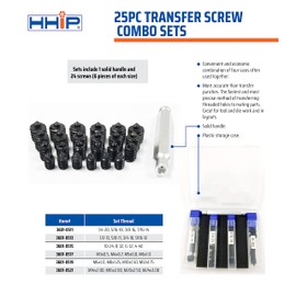 HHIP 3601-0513 25 Piece 1/2-13, 5/8-11, 3/4-10, 9/16-12 Transfer Screw Set