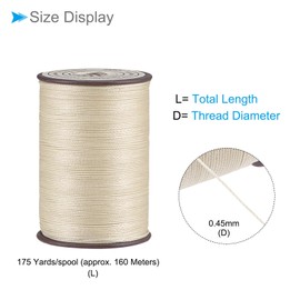 CoCud Thin Waxed Thread, 175 Yards 0.45mmmm Dia, Polyester Wax-Coated Leather Stitching Thread Linen - (Applications: for Sewing Quilting)