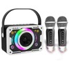 Karaoke Machine with 2 Wireless Microphones, Disco Lights, Portable Bluetooth