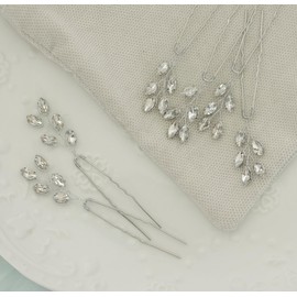 Rhinestone Hair Pins for Wedding 6PCS Bride Hair Accessories Bridesmaid Crystal Hair Clips Bobby Pins for Women Silver