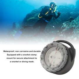 Underwater Compass, Luminous Waterproof Diving Compass, 50 m Deep Navigation with Side Window, Secure Connection, Clamp Mount for Diving, Hiking, Survival (Grey)