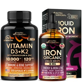 NUTRAHARMONY NUTRAHARMONY Vitamin D3 K2 Capsules & Organic Iron Drops