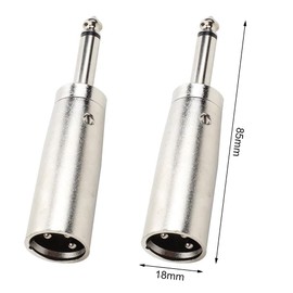 NA 2 Pcs 3 Pins XLR to 1/4Inch Adapters XLR Male Socket to 6.35mm Male Jack Mono Plugs Conversion Connectors Microphone Accessories