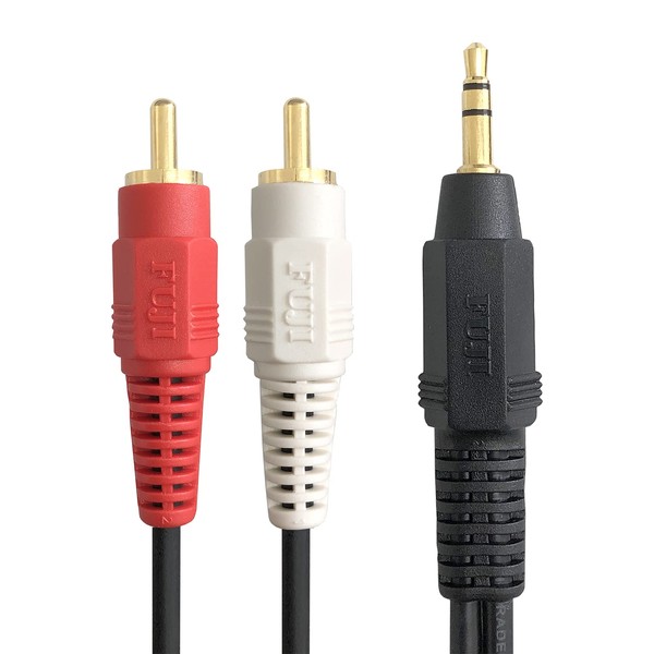 Fuji Parts Audio Cable 3.5mm Stereo Mini Plug (Male) to RCA (Pin Plug) x 2, Red, White (Male) Cable, 3.3 ft (1 m) FVC-323-1m