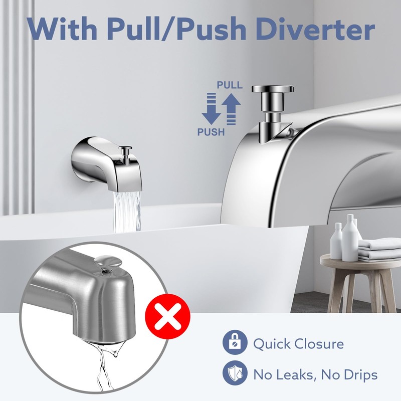 Tub Spout with Diverter – Slip-Fit Bathtub Faucet Spout Replacement,