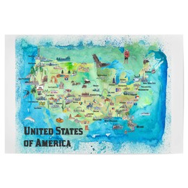 artboxONE Poster 30 x 20 cm Travel USA Continental States Map - Image USA America Map Top Ten Touristic US