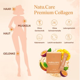 Natural Collagen Powder 5000 mg – Vegetarian Hydrolysate, Marine Collagen Peptides Type 1 – High Dose for Skin & Hair (30 Servings, Mango-Passion Fruit)
