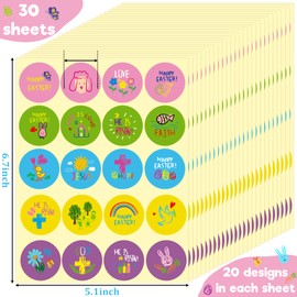 Haooryx 600PCS Religious Bible Stickers for Kid Cartoon Catholic Child Drawn Christian Religious Sticker Jesus He is Risen Sticker Spring Scripture Faith Sticker for Sunday School Party Art Craft