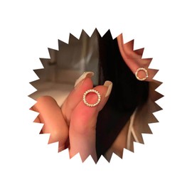 Allereyae Vintage Hollow Rhinestone Hoop Earrings Open Crystal Circle Stud Earrings Gold Cz Circle Hoop Stud Earrings Sparkly Cubic Zirconia Earrings Jewelry for Women