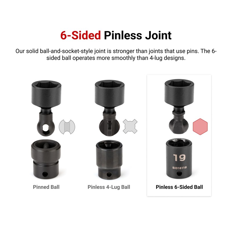 TEKTON 3/8 Inch Drive x 1/2 Inch 6-Point Universal Joint