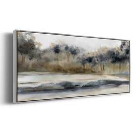Renditions Gallery Abstract Wall Art Silent River Passing Through Woods Wall Decoration Prints & Paintings for Bedroom Drawing Room Living Room - 12"X30" SILVER GAL037