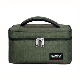 TEAMOOK Lunch Bag Insulated Lunch Box for Adults Men and Women,Leakproof Waterproof Cool Bag with Soft Handle 4.2L Army Green