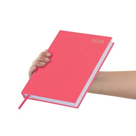 evelay 2026 Diary A4 A5 Day to Page Hardback Full Year Planner Organiser Journal (A5 Page a Day, Cerise Pink)