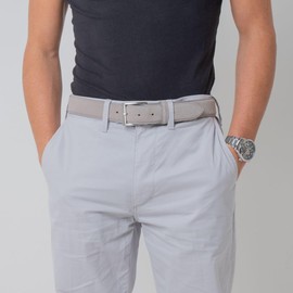 BELTINGER Italian Suede Belt 35mm Wide Mens Suit Belt Trouser Belt Suede Buckle Silver, black, silver