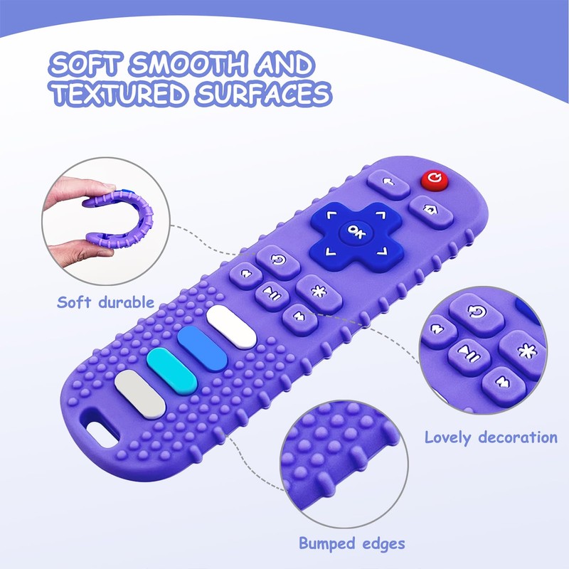ERSIHUA 3Pcs Silicone Teething Toys, Remote Control Shape Teethers for