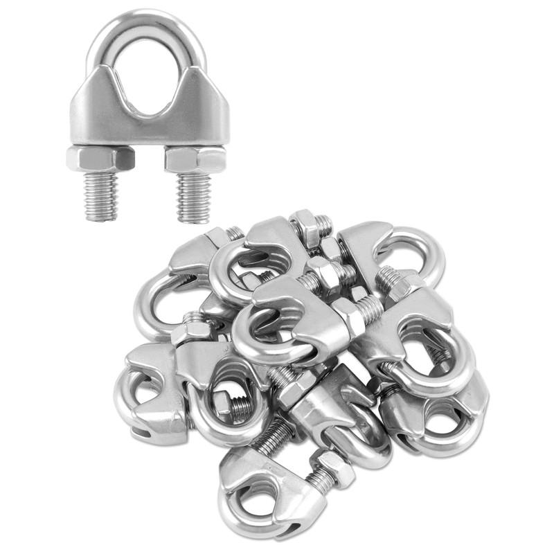 QWORK 3/8" Wire Rope Clamp Clip M10, 10 Pack Large