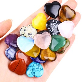 10PCS Natural Heart Crystals Love Shaped Pocket Polished Stones Heart Healing Crystal Stones for Gifts Chakra Reiki Yoga Meditation Relief Anxiety Stress(Assorted)