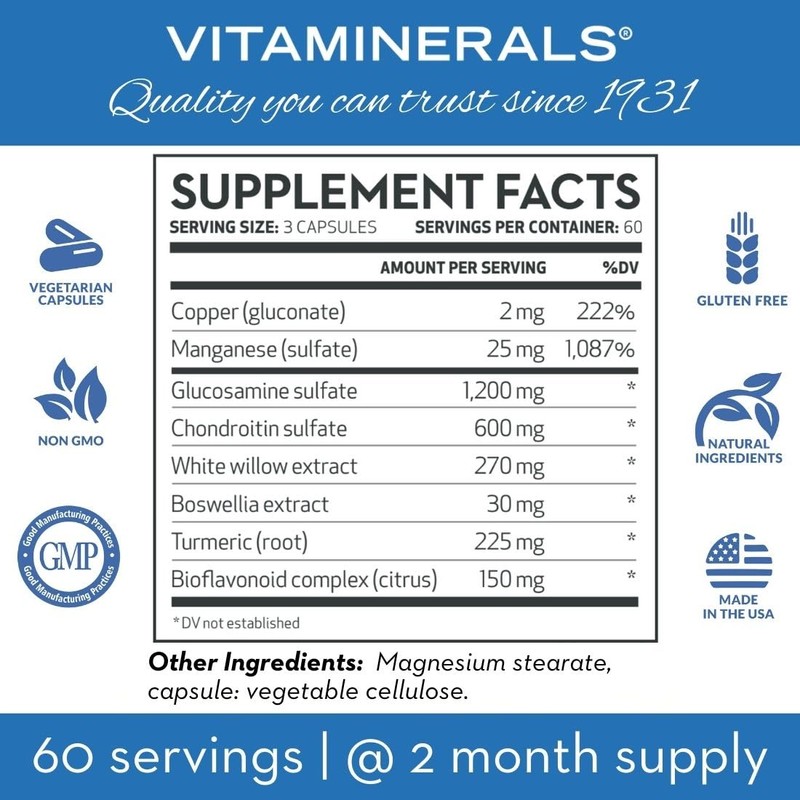 Vitaminerals® 128 Glucosamine Joint Support Glucosamine-Chondroitin Complex | Veggie Caps