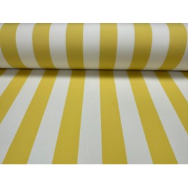 Yellow & White Striped Dralon Outdoor Fabric Acrylic Teflon Waterproof Upholstery Material for Cushion Gazebo Beach - 160cm Wide (Sold by The metre)