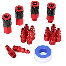 FYPower 15 Pieces 1/4" NPT Air Coupler and Plug Kit, Quick Connect Air Fittings, Industrial Aluminum Quick Connect Set, Connector Set