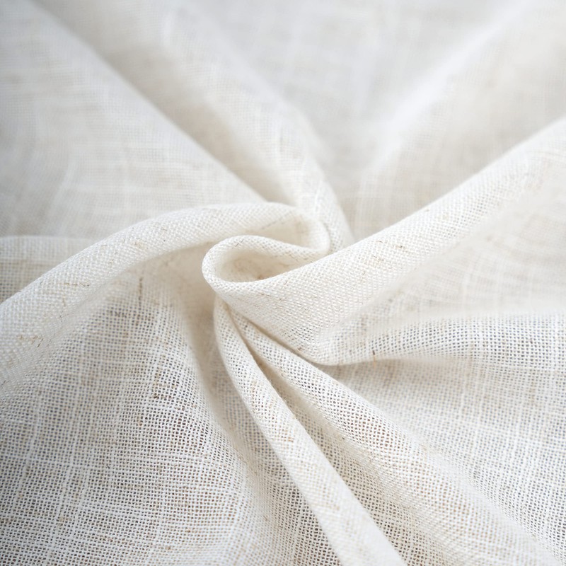 VOILYBIRD Natural Linen Semi Sheer Curtains Tab Top (Natural, 52"