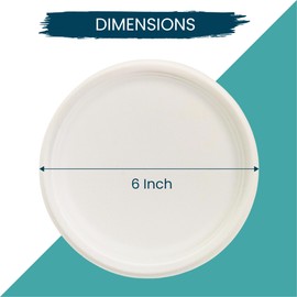 DEEZPOZ 100-Pack Heavy-Duty Compostable Paper Plates 6 Inch Biodegradable Disposable Dessert Plates Natural Sugarcane Bagasse, Eco-Friendly & Microwave Safe - Ideal for Parties or Everyday Use | DEEZPOZ