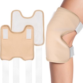 Heclia 2PCS Castor Oil Pack Wrap for Knee Reusable Castor Oil Organic Pack Upgraded Larger Knee Size Soft Cotton Castors Oils Compress Pad for Elbow Arm Thigh Adjustable Elastic Strap Waterproof