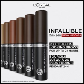 L'Oreal Paris Infallible Volumizing 24H Wear Brow Mascara, Long Lasting Eyebrow Makeup for 2X Fuller Eyebrows, 7.0 Blonde, 0.13 Fl Oz