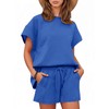 Tankaneo Womens Loungewear Set Short Sleeve Tops and Shorts 2