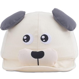 INTEGOO Toddlers Baseball Cap Pure Cotton Breathable Sun Hat Cute Cartoon 0-2 Years Old (White Dog)
