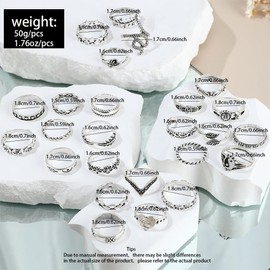 Gothic Knuckle Rings Set for Women, Black Silver Stackable Rings, Vintage Snake Joint Finger Stacking, Boho Y2K Punk Goth Grunge Aesthetic Style Jewelry Accessories (25 Pcs)