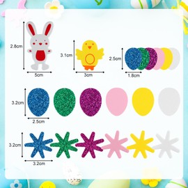 NACHLYNN Easter Foam Stickers Bunny Eggs Chick Flower Stickers for Kids Crafts Greeting Cards Home Decoration Easter Supplies (600)