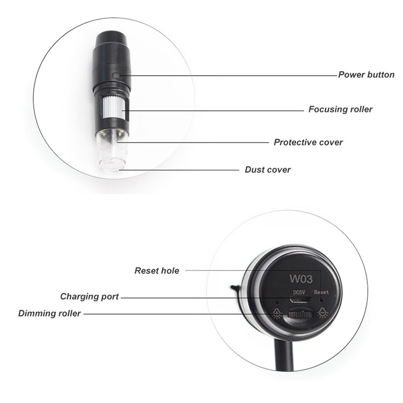W03 1000X WIFI Microscope USB Electron Digital Magnifying Microscope Compatible