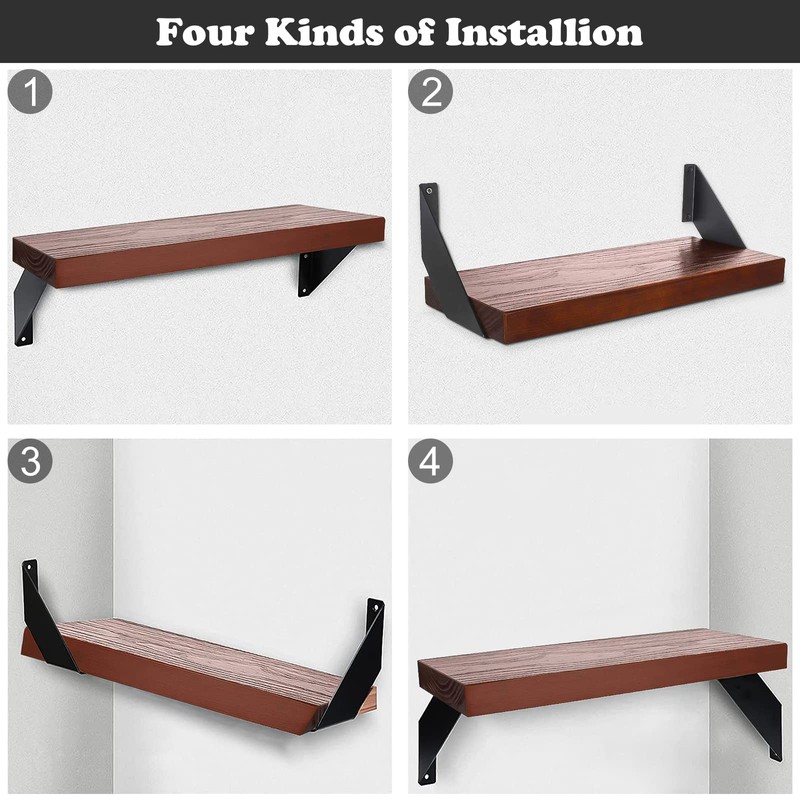 Shelf Bracket, Black, Metal Shelf Brackets, Pack of 2, 15