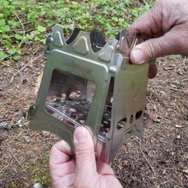 Coopers Bay Flat Pack Folding Camp Stove/Twig Stove - Lightweight Stainless Steel Mini Camping Stove with Nylon Carry Sleeve - Great Hiking Backpack Wood Stove - No Need to Carry Hazardous Fuels