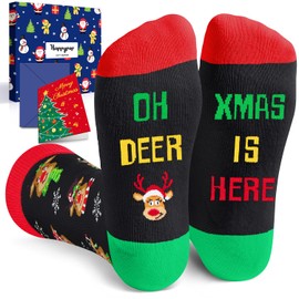 HAPPYPOP Christmas Gifts Ideas Stocking Socks - Holiday Socks Reindeer Socks for Teens, Secret Santa Gifts Christmas Gifts Stocking Stuffers
