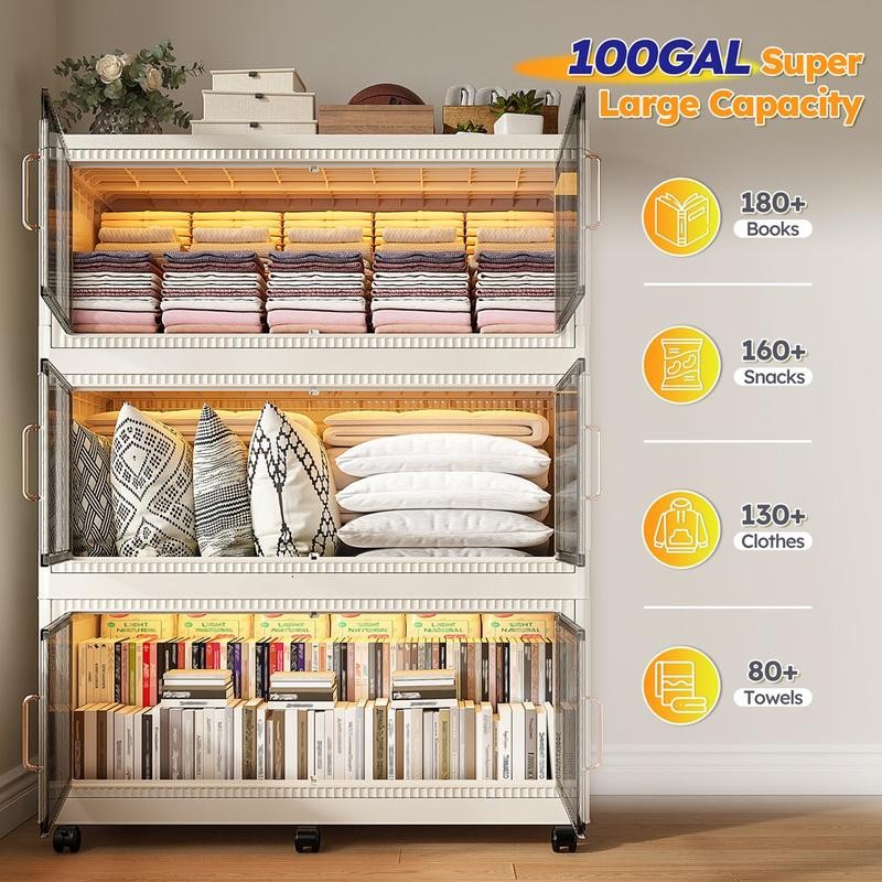 Raybee Large Capacity Storage Boxes 6 Wheels Giant Stackable Plastic