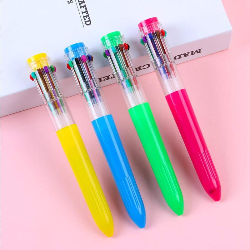 HeTaoCat Multicolor Pens 3 Pack 0.5mm 10-in-1 Retractable Ballpoint Pens