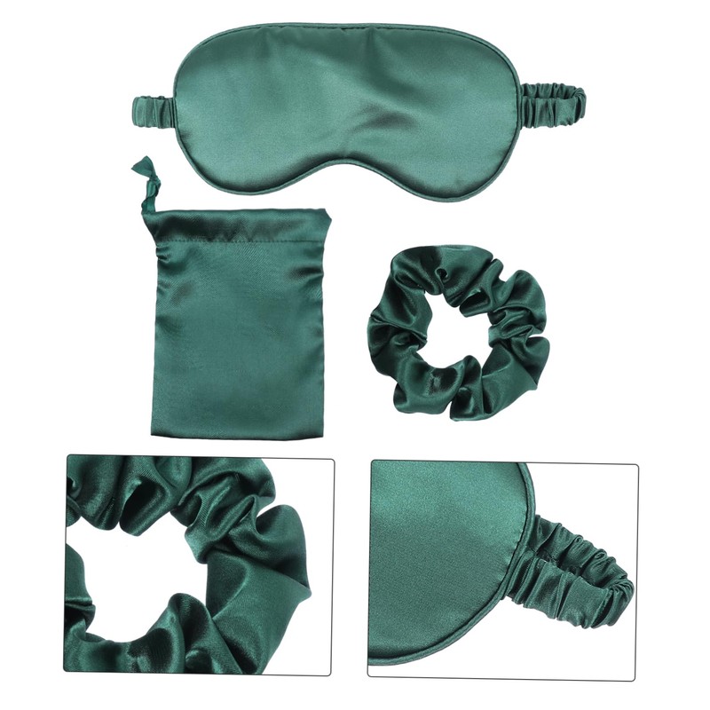 Baluue 3Pcs Silk Sleep Eye Mask Set with Hair Scrunchies